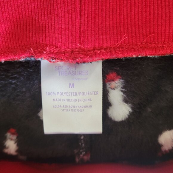 Secret Treasures Snowman Pajama Set - M or XS - Soft Plush Polyester - Black & R - Picture 4 of 7